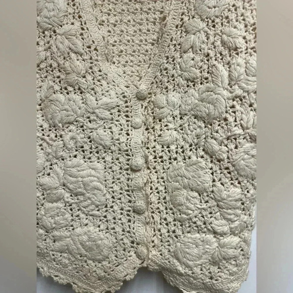 VTG Crochet Vest Macrame Vest Vintage Vest - Picture 3 of 8